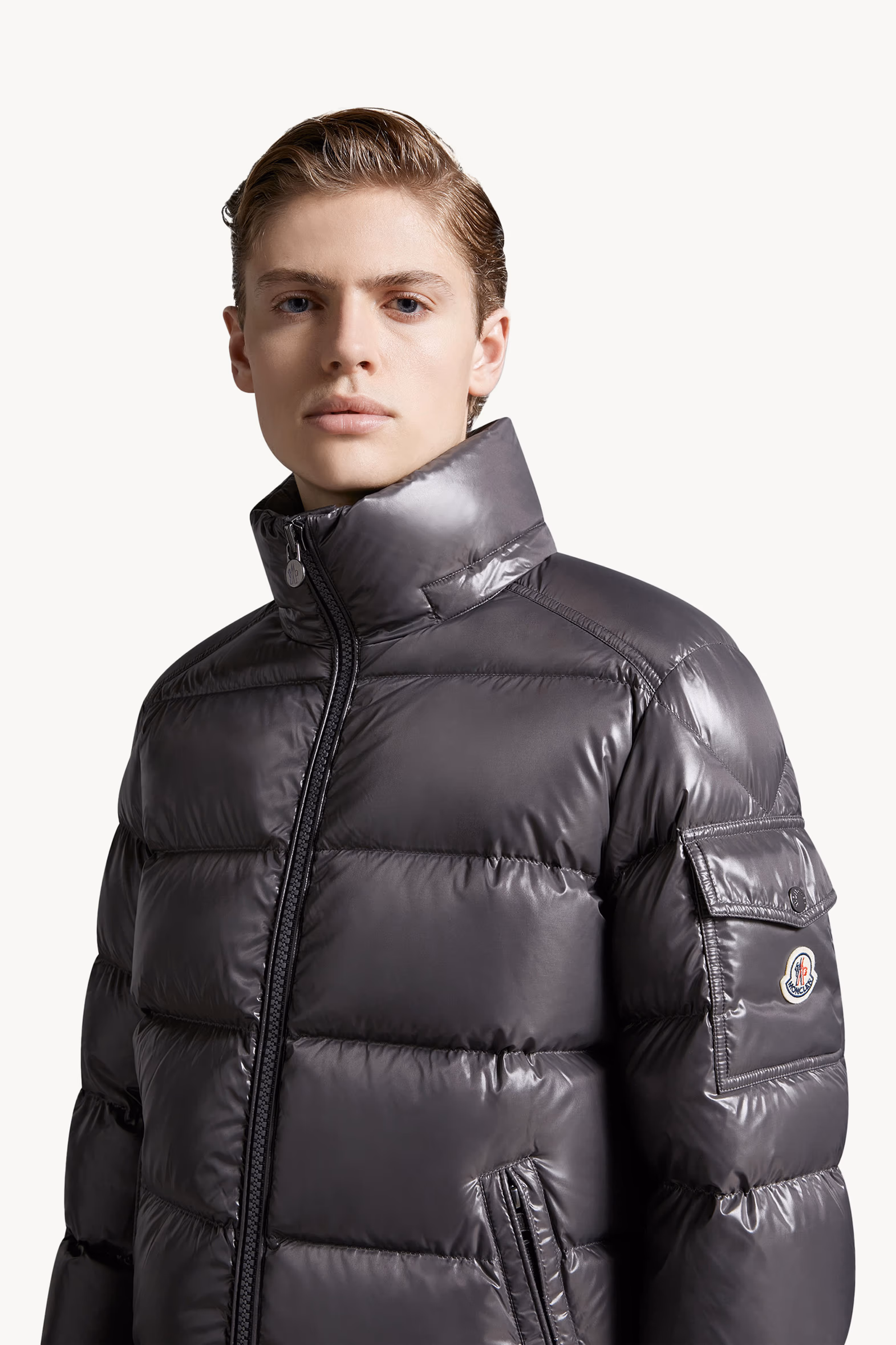 Moncler Maya Hooded Short Down Jacket Men Dark Grey Moncler 4